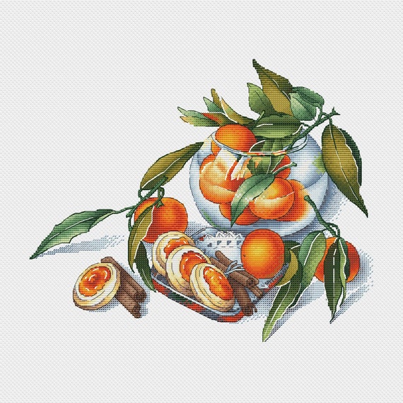 完成品】果物のある静物 クロスステッチ