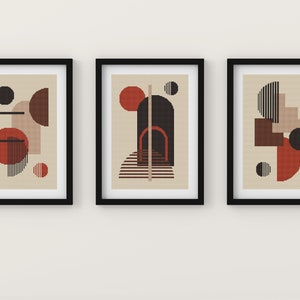 Set van 3 modern kruissteekpatroon, geometrisch kruissteekpatroon, veelkleurige abstracte kruissteekpatroon, art-deco kruissteekpatroon