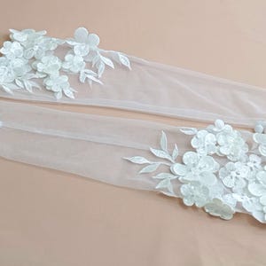 Detachable Bridal Sleeves: Handmade Tulle Bicep Sleeves with 3D Flowers image 7