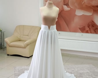 Handgefertigter Chiffon Brautrock: Hohe Taille Maxi Hochzeit Trennt