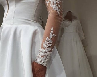 Removable Bridal Sleevles, Tight Bicep Wedding Sleeves, Detachable Bridal Bicep Long Sleeves, Detachable Bridal Sleeves