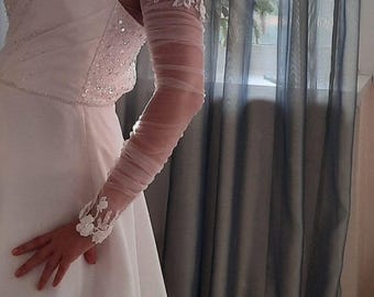 Detachable Bridal Sleeves: Handmade Lace Tulle Wedding Bicep Sleeves