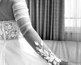 Detachable Tulle Wedding Sleeves: Handmade Bridal Bicep Sleeves