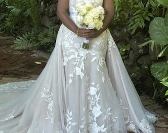 Lace Tulle Detachable Wedding Dress Train: Bridal Over Skirt