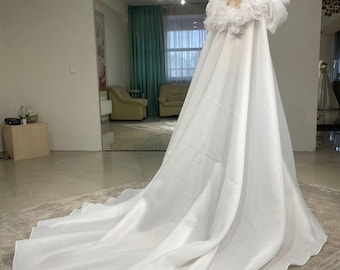 3D Blumen Hochzeit Cape: Organza Bizeps Schleier, Brautvertuschung