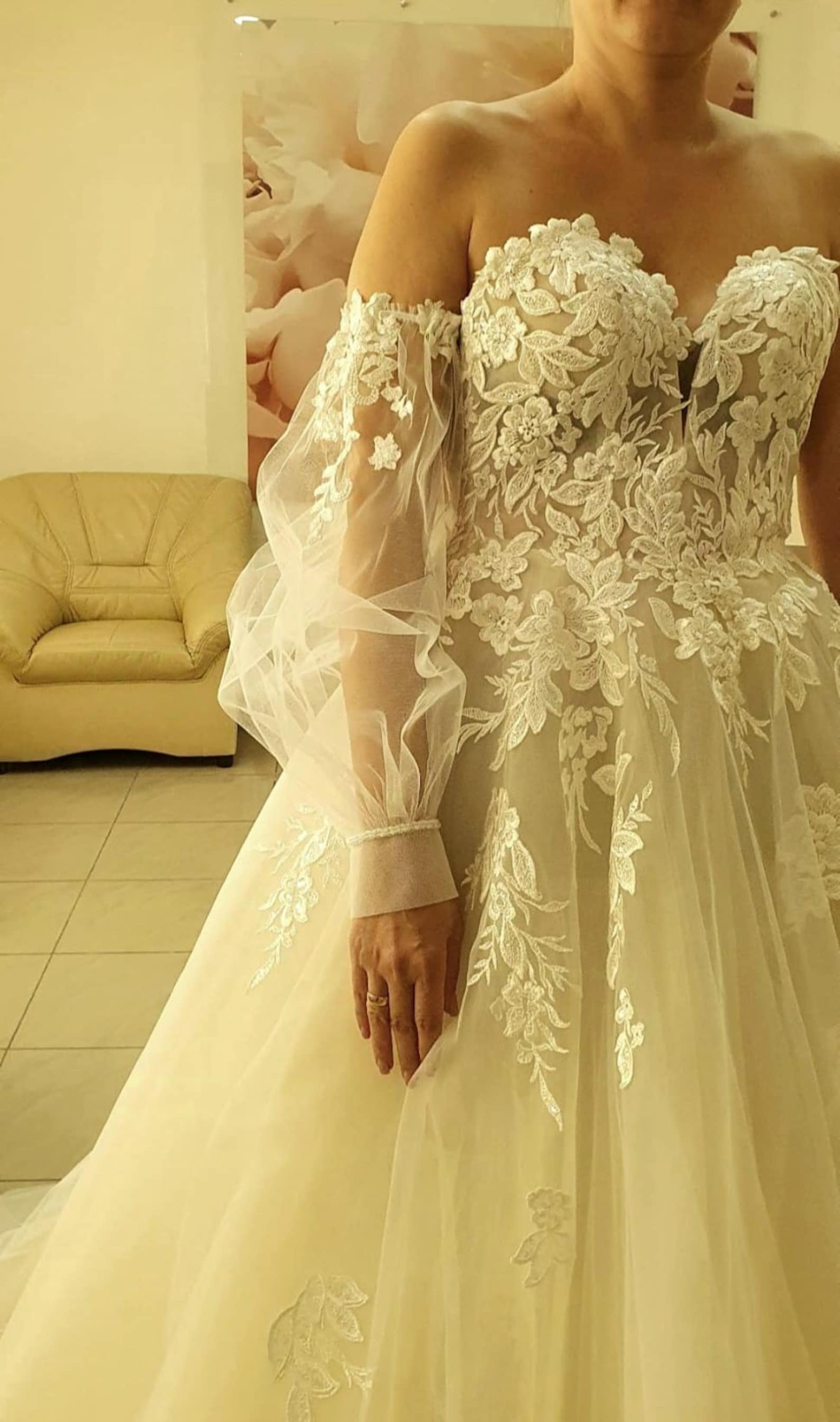 Detachable Tulle Bridal Sleeves: Lace Wedding Bicep Sleeves - Etsy