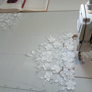 Detachable Bridal Sleeves: Handmade Tulle Bicep Sleeves with 3D Flowers image 8