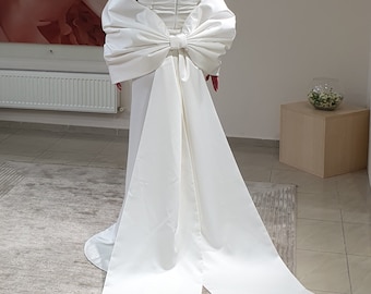 Satin Schleife für Brautkleid, handgefertigte lange Schleppe