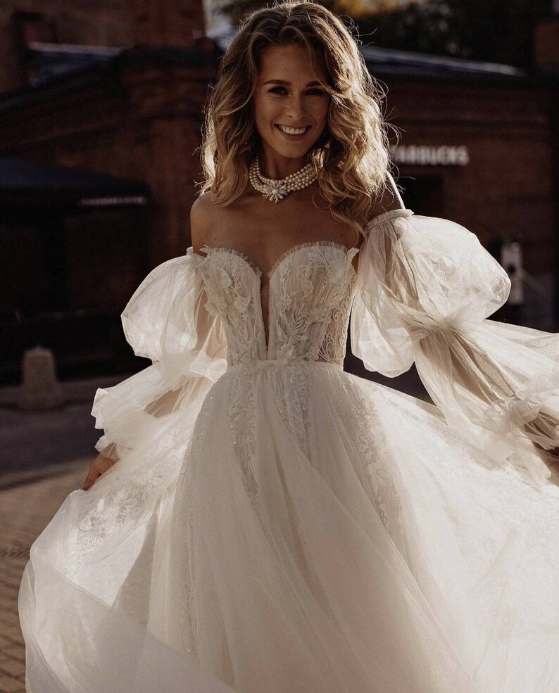 Detachable Tulle Sleeves for Wedding Dress Bicep Bridal Etsy