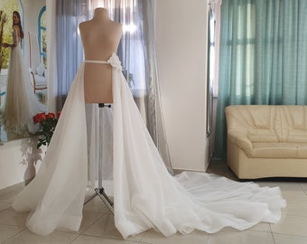 Detachable tulle wedding train , Removable train, Wedding overskirt