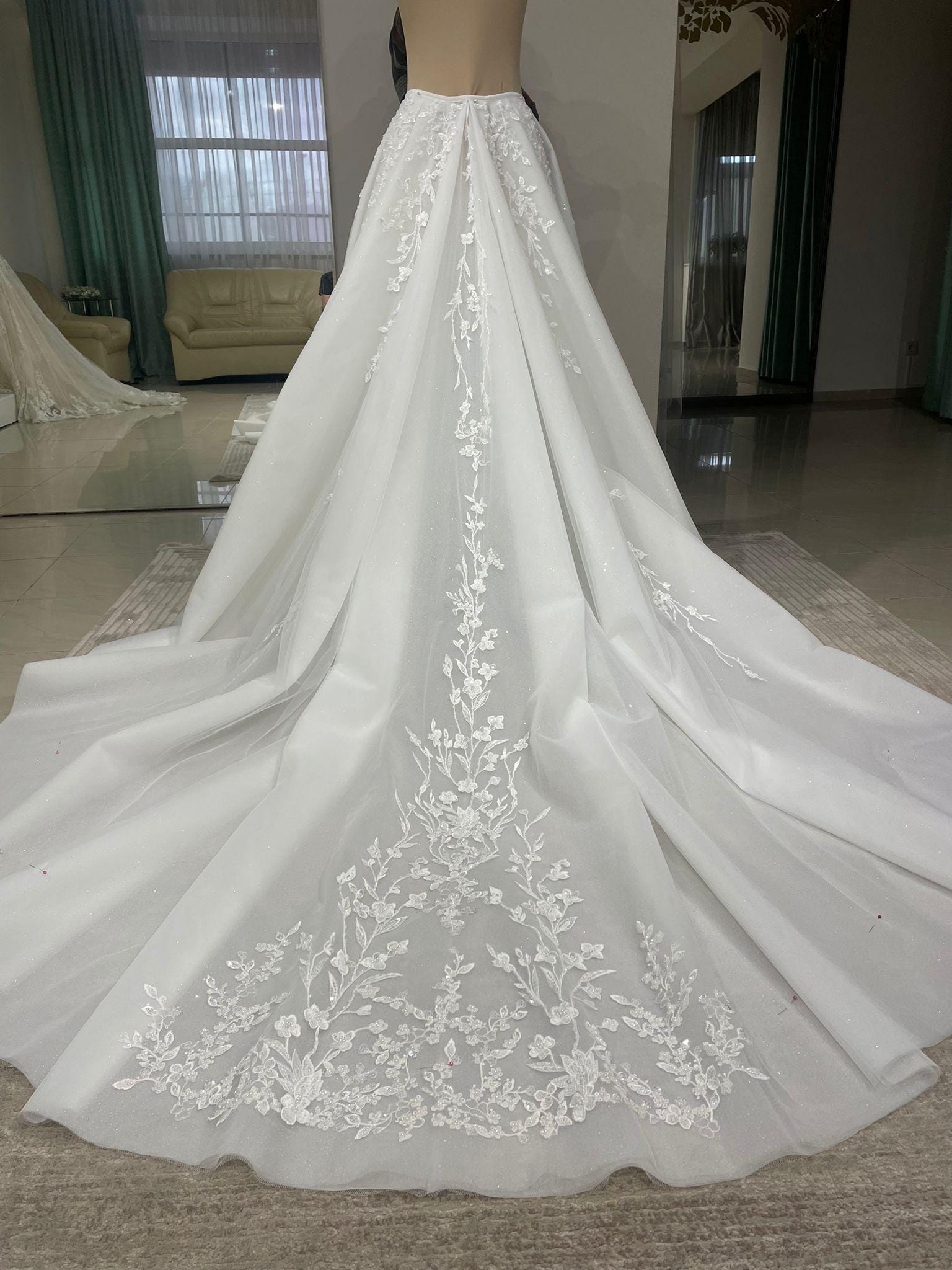 Detachable Overskirt Handmade Train Tulle Skirt Cathedral