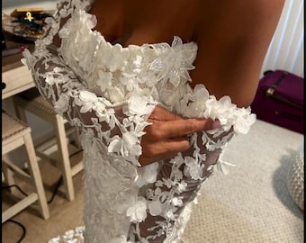 Bridal  Glove Sleeve Extra long fingerless gloves wedding lace gloves handmade sleeves