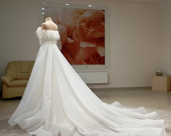 Detachable Tulle Wedding Train: Soft Tulle Bridal Skirt Overlay