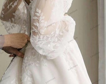 Lace Applique Tulle Bridal Sleeves - Detachable Bohemian Wedding Sleeves