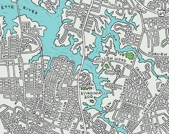 Road Map of Norfolk, Virginia | Hand-Drawn | Digital, Printable Download