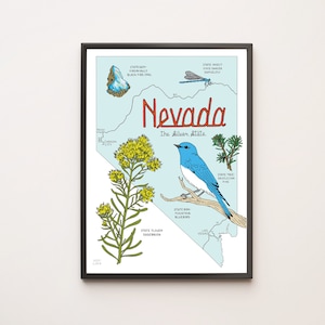 Nevada State Emblems | Vogel, Blume, Insekt, Edelstein und Baum | Digitaler, druckbarer Download