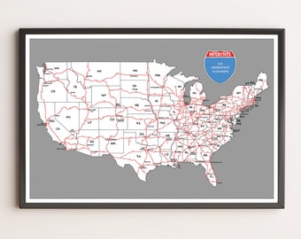 us highway map etsy