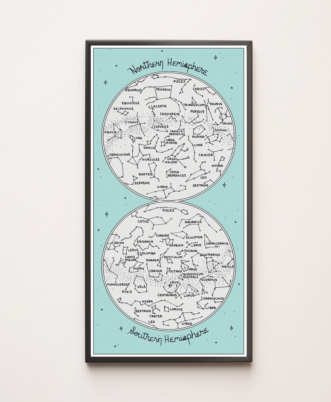 Map of the Constellations | Star Chart | Hand-drawn | Digital ...