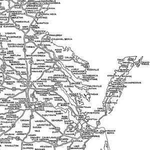 Road Map of Virginia | Hand-drawn, Black &amp; White | Digital, Printable ...