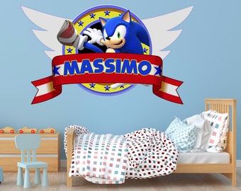 Sonic 3D Wall Sticker Mural Decal 3D Smash Vinyl Room Kids Games Custom Name Boys Kids Mural Wall