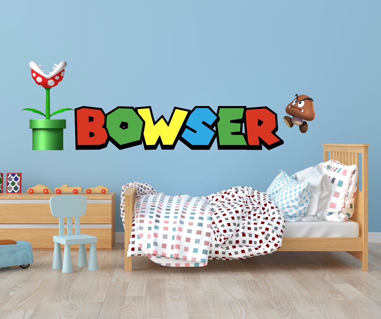Custom Name Wall Decal Mario Wall Sticker Color Bricks Wall - Etsy