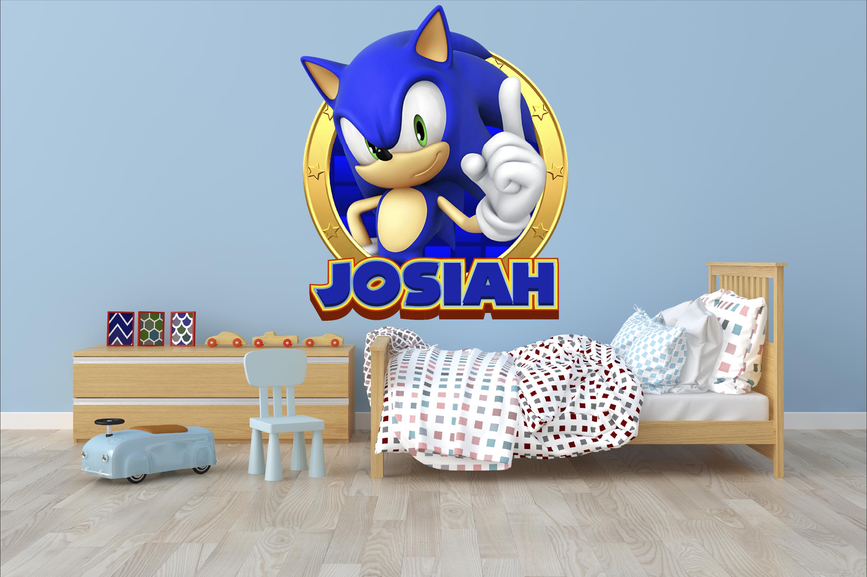 Sonic 3D Wall Sticker Mural Decal 3D Smash Vinyl Room Kids Games Custom Name Boys Kids Mural Wall 2