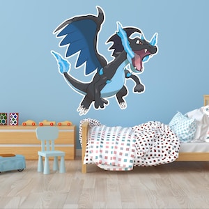 Poke Charizard X Wall Sticker Mural Decal 3D Smash Vinyl Room Kids