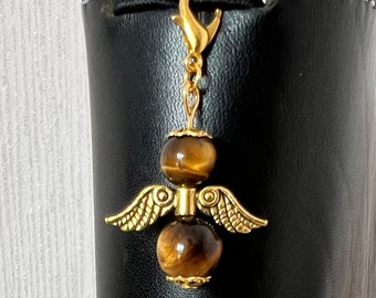 Planificador Colgante Charm Keychain Bag Real Tiger's Eye Angel