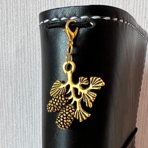 Planner Bags Pendant Charm Gold Colored Metal Pine Cone Branch