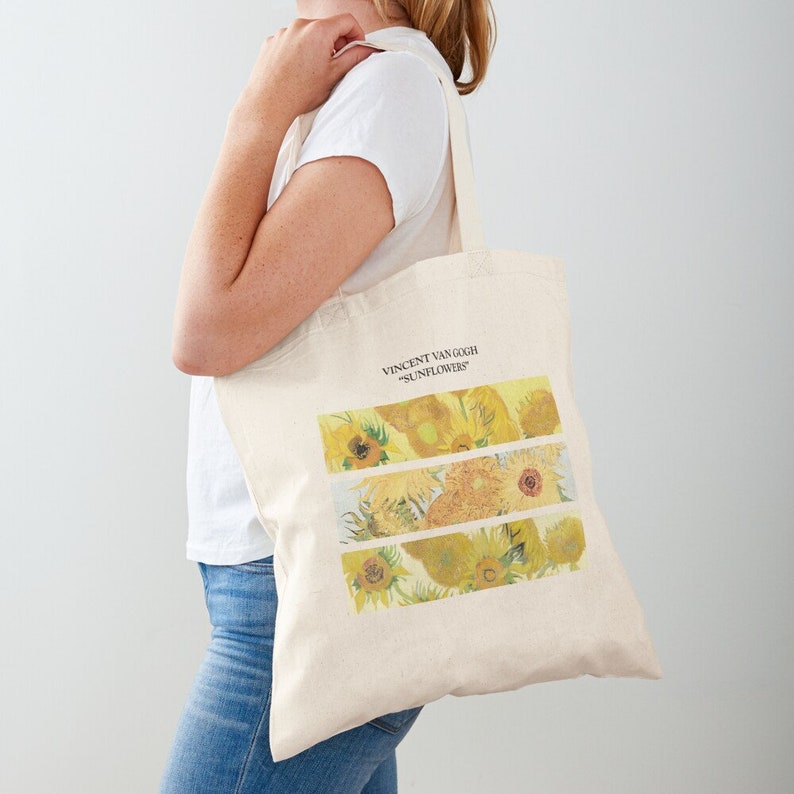 Van Gogh/'s Sunflowers Cotton Tote Bag 15x16 in.