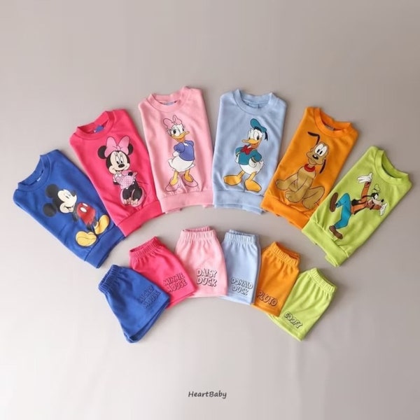 Disney Character Sweatshirts and Shorts Set for kids, Made in Korea