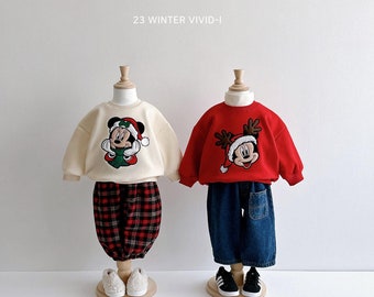Kids Holiday Mickey Sweatshirt, Fleece-Lined, Made in Korea