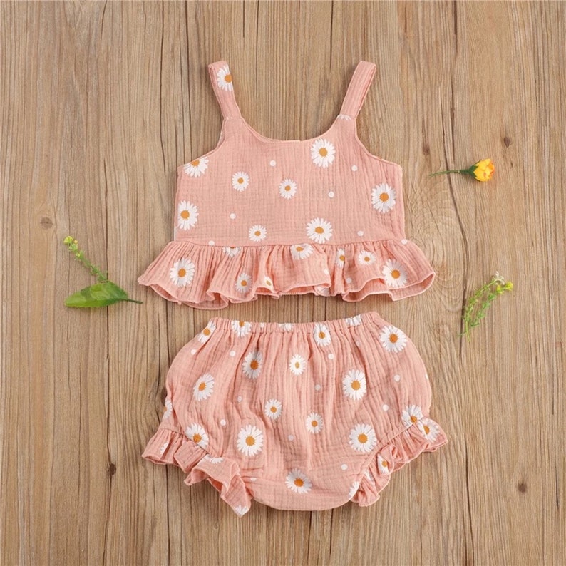 Baby Girl Daisy Top and Short Set Daisy Outfit for Baby Etsy