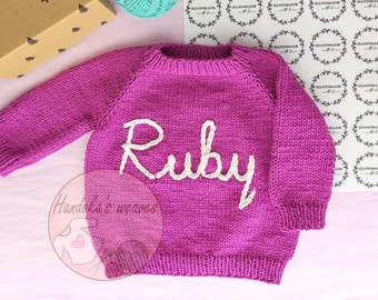 Personalized baby sweater,Knit baby Jumper,Hand Knitted Jumper Sweaters,hand knit sweater kids,baby sweater,name embroidered baby sweater