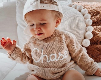 Personalized baby sweater,Baby Name Sweater,Hand Knitted Jumper Sweaters,Baby sweater Name,baby sweater,name embroidered baby sweater