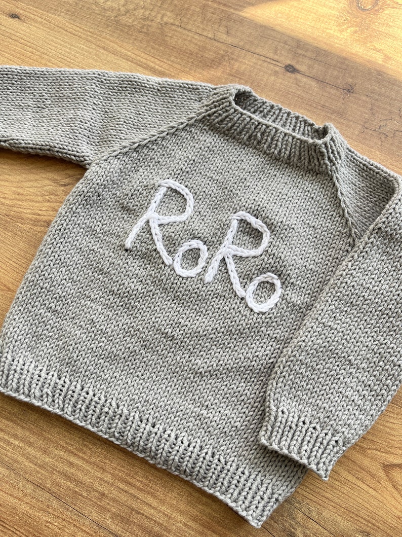 Knit baby Jumper,Baby name sweater , Baby jumper, name sweater,baby name jumper,knitting sweater,knit baby sweater, 15-Light Gray