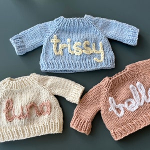 Jellycat Personalized Sweater,jellycat clothes,teddy bear jumpers, baby toy clothes,knitted toy sweater image 7