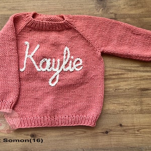 Personalized baby sweater,Knit baby Jumper,Hand Knitted Jumper Sweaters,hand knit sweater kids,baby sweater,baby sweater with name 16-Light Somon