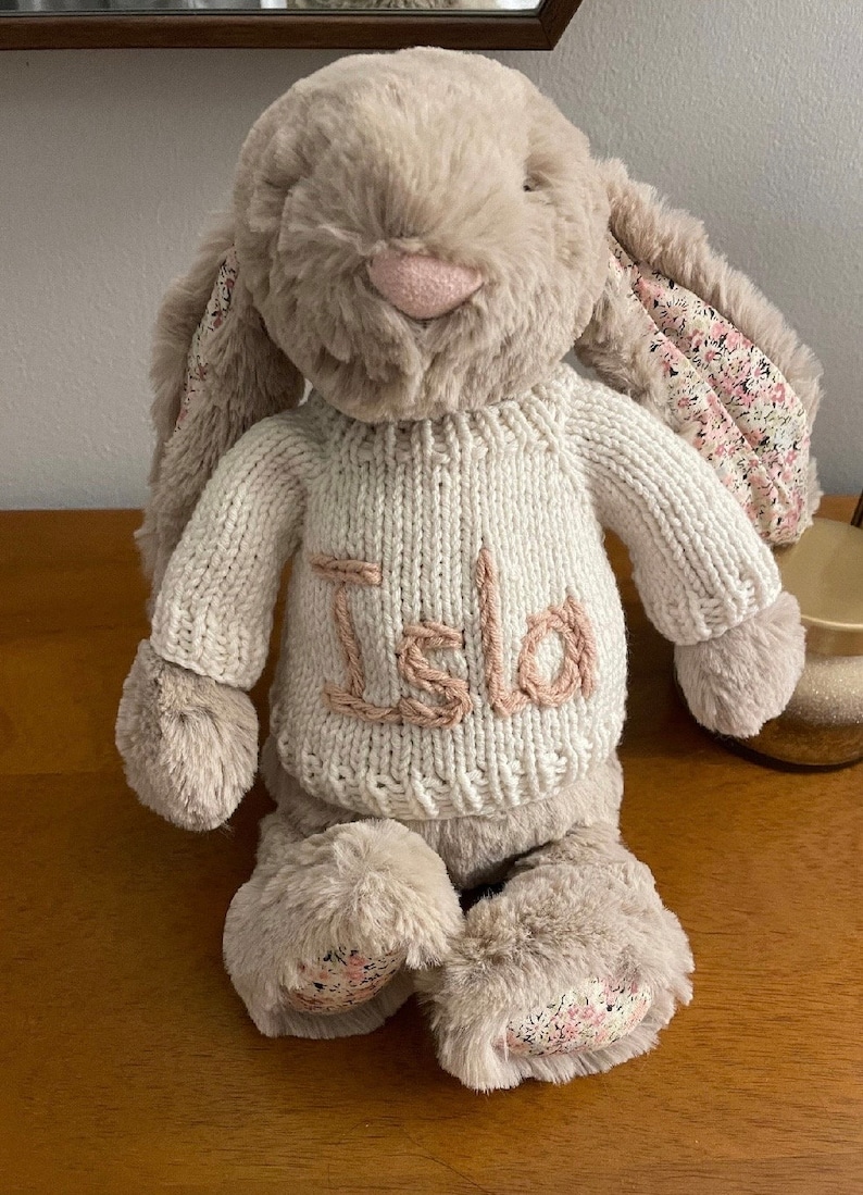 Jellycat Personalized Sweater,jellycat clothes,teddy bear jumpers, baby toy clothes,knitted toy sweater image 3