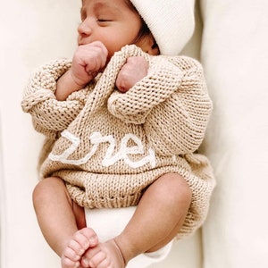 Personalized baby sweater,Knit baby Jumper,Hand Knitted Jumper Sweaters,hand knit sweater kids,baby sweater,baby sweater with name 10-Beige