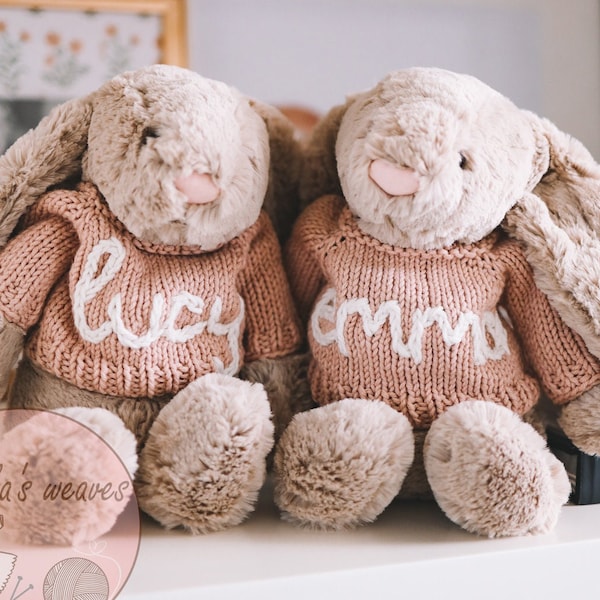 Suéter personalizado Jellycat, ropa de jellycat, saltadores de osito de peluche, ropa de juguete para bebés, suéter de juguete de punto