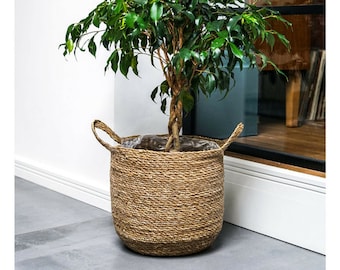 Natural Woven Baskets With Liner 3 Sizes