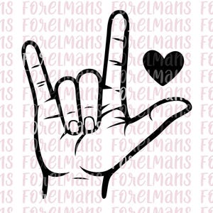 I Love You Sign Language PNG ASL Hand with Heart Symbol, Digital Download for Sublimation, Printable Inclusive Design for Shirts or Gifts