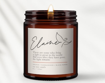 Personalized Sympathy Candle: Essential Oil Soy Wax, Bereavement Gift