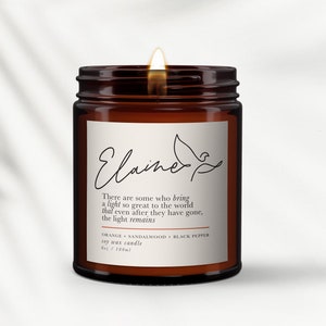 Personalized Sympathy Candle: Essential Oil Soy Wax, Bereavement Gift