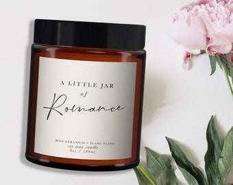 Romance Pure Essential Oil Aromatherapy Candles - Minimal Decor, Little Jar of Romance, Mood Boosting, Well-being Soy Wax Candle