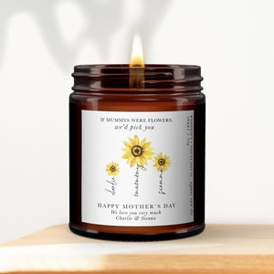 Cadeau personnalisé de bougie d'aromathérapie tournesol pour la fête des mères, cadeau pour maman, cadeau de fête des mères, anniversaire de maman, bougie aux huiles essentielles