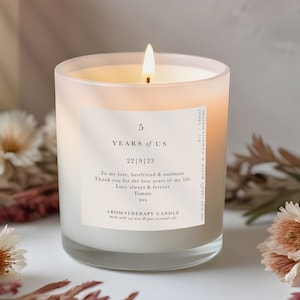 Personalized Anniversary Candle: Essential Oil Soy Wax Gift
