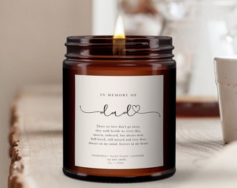In Memory of Dad Candle: Aromatherapy Essential Oils, Sympathy Gift