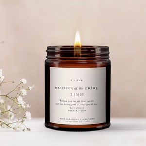 Mother of the Bride Personalised Candle, Pure Essential Oil Candle, Mother of the Bride Gift, Gift for Mother of the Bride, Wedding Gift